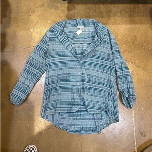 Habitat Blue Striped Textured Button Down Shirt